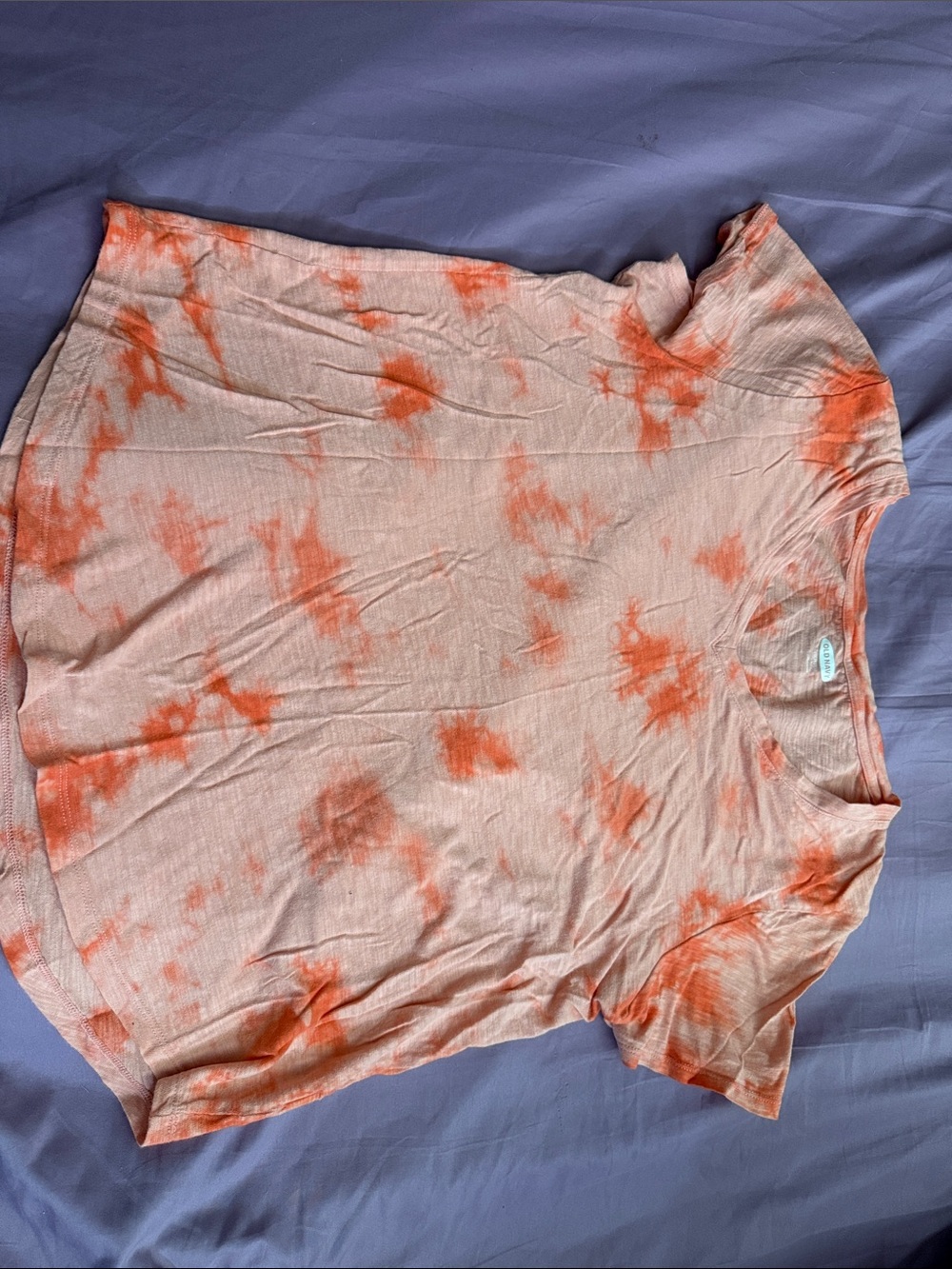 Old Navy Women's Peach Tee with Orange Tie-Dye